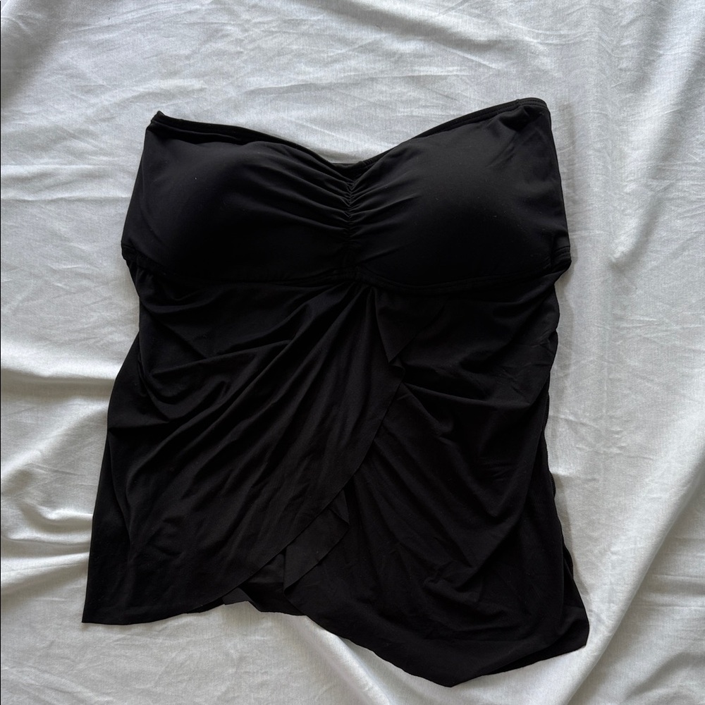 Vince Camuto Swim Black Strapless Ruched Top Medium